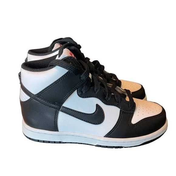 Nike Dunk High Black/White Panda Dunks Kids Size 2Y NEW - Picture 2 of 10